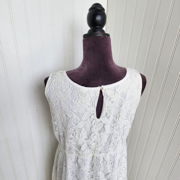 H&M MAMA Lace Stretch Sheath Dress Ivory White Sleeveless Maternity Sz XL - Picture 8 of 13